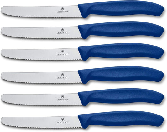 Victorinox Swiss Classic Tomato and Table Set, 6 Pieces Paring Knife, Set of 6, Blue (6.7832.6)