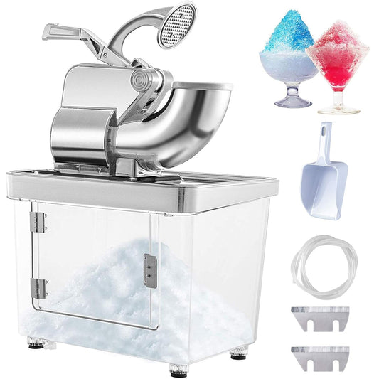 VEVOR 110V Commercial Ice Crusher 661LBS\/H, ETL Approved 300W Electric Snow Cone Machine with Dual Blades, Stainless Steel Shaved Ice Machine with Safety On\/Off Switch for Family, Restaurants, Bars