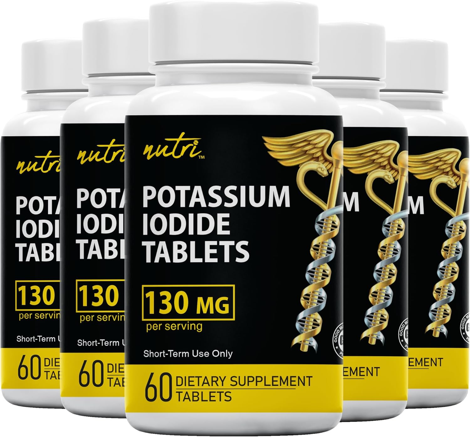 Nature's Fusions Potassium Iodide Tablets, Pack of 5-130mg - 300 Tablets EXP 10\/2032 - YODO Naciente - KI Pills - Yoduro de Potasio