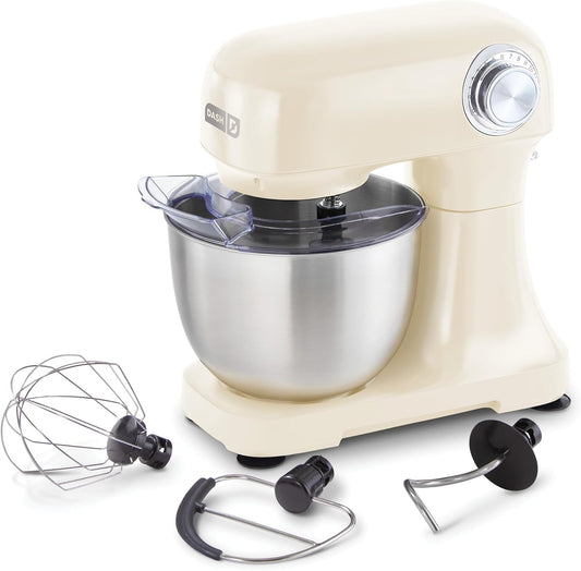 DASH Tilt-Head 3.5qt Stand Mixer 12 Speeds with Paddle, Dough Hook, and Whisk Attaachments - Cream