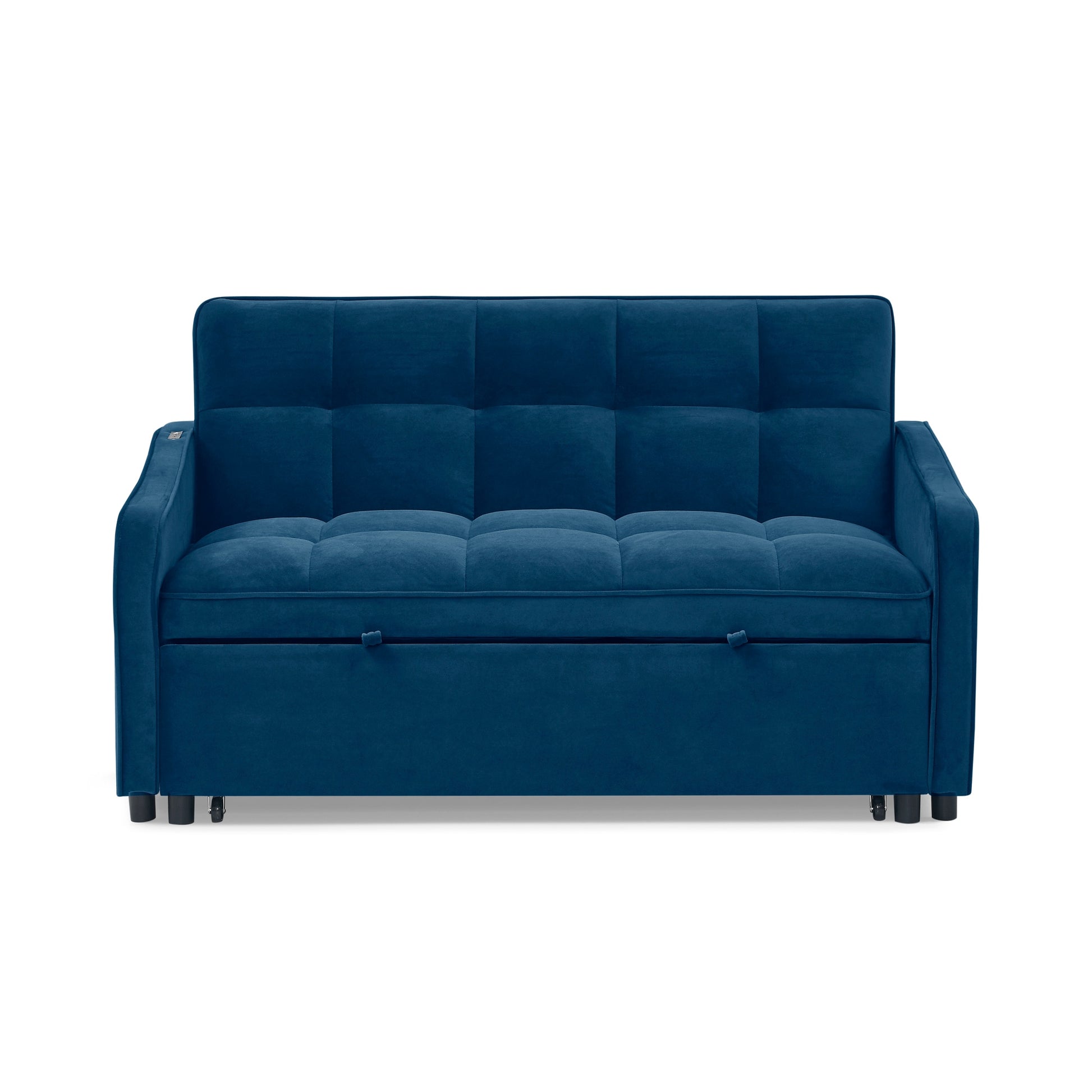 Bybafun Blue Casual Velvet Sofa bed