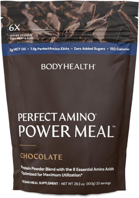 BodyHealth PerfectAmino Power Meal Shake New Dark Chocolate Flavor with MCT Oil Carb 10 and Perfect Amino Protein Base (20 Servings)