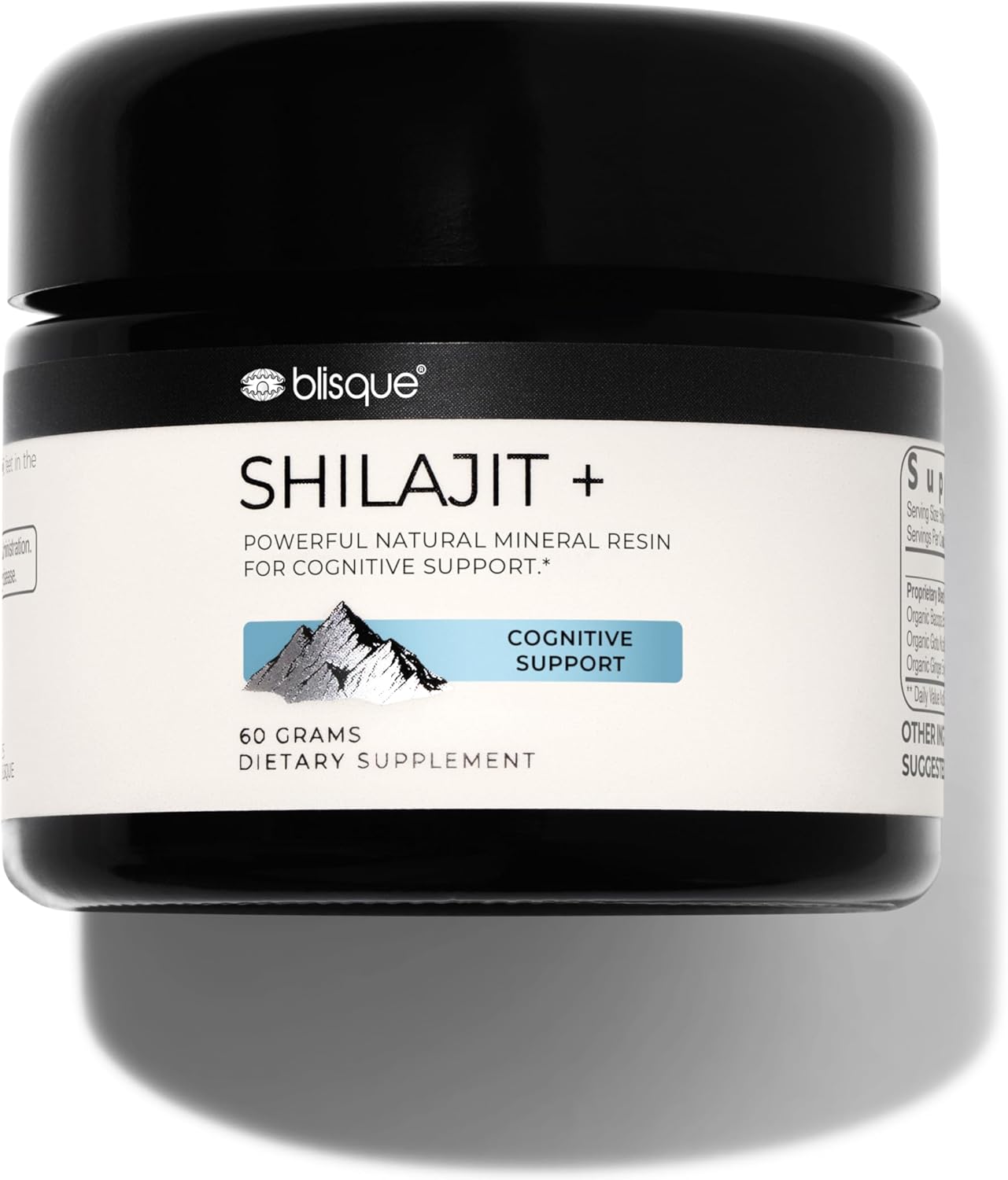 Blisque - Pure Himalayan Organic Shilajit Resin Supplement | for Cognitive Support | with Organic Bacopa and Gotu Kola | Authentic and Natural | 60 Grams