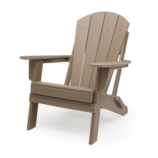 RST Brands Kamas Tan HDPE Frame Stationary Adirondack Chair with Slat Seat