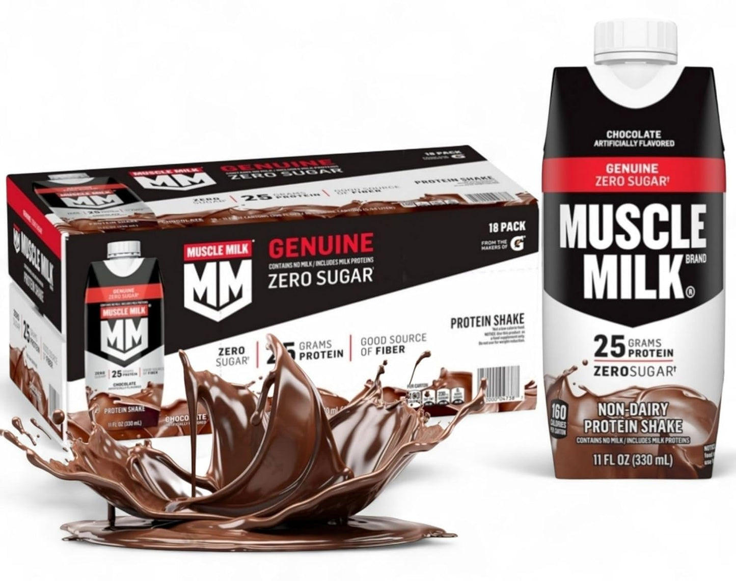 Muscle- Milk High Protein Chocolate Shake, 25g Protein, 11 fl oz Bottles (18 Pack) – Custom bundled by MOOCHI