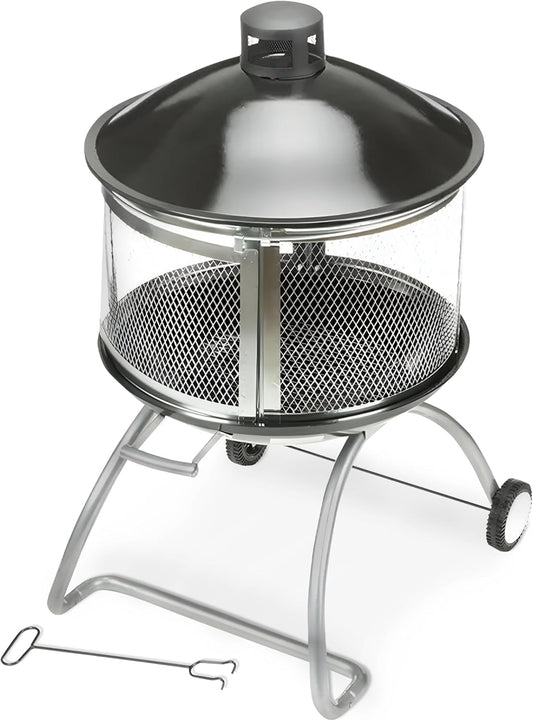 Four Seasons Courtyard Outdoor Fire Pit with Sliding Door, and Top Lid, 28"