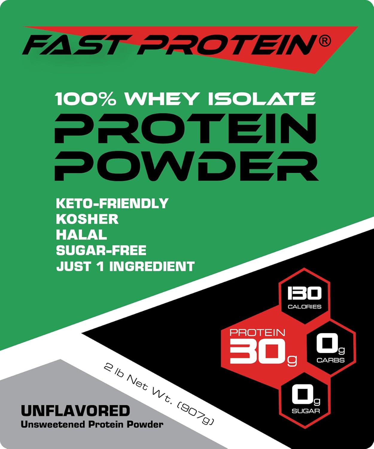 Whey Isolate Protein Powder Unflavored - 30g Protein Powder - Kosher, Halal, Keto, Clean Label, Fast Protein - 2LB 30 Servings
