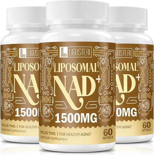 NAD+ Supplement for Women & Men 1500MG, 98%+ Absorption, Liposomal NAD+ with TMG, for Aging Defense, Cellular Energy, Heart & Brain Function, Longevity, 180 Softgels