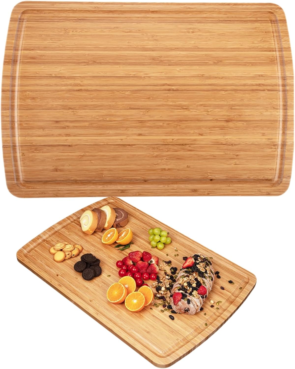 30" Extra Large Bamboo Cutting Boards for Kitchen, Wooden Chopping Board with Juice Groove, Reversible Butcher Block Cutting Board Carving Board for Meat Turkey Veggies, 30 x 20 Inch