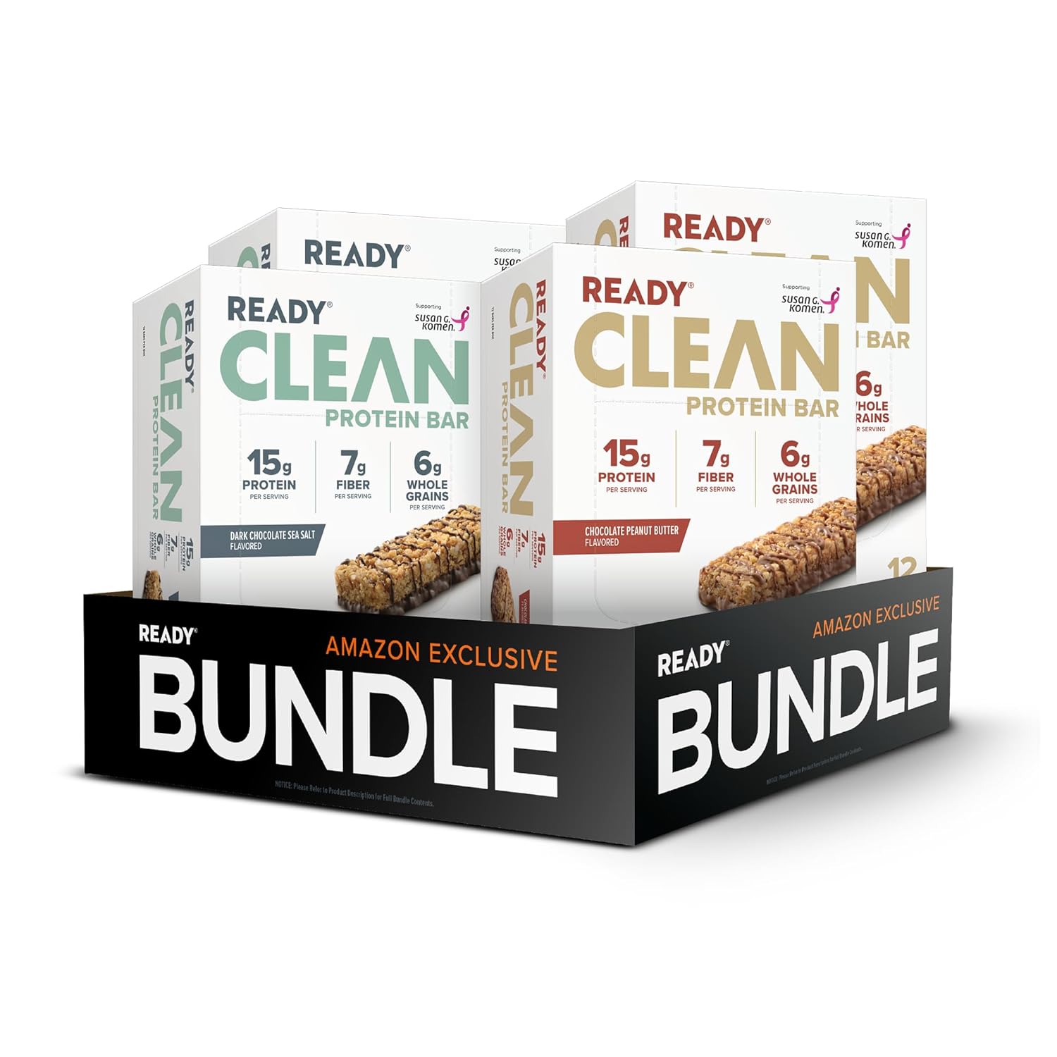 Ready® Protein Bars - 48CT Variety (2x 12ct Chocolate Peanut Butter x 2x 12ct Dark Chocolate Sea Salt)