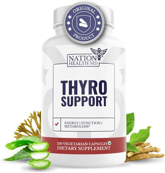 Thyro Support - Thyroid Supplement with Selenium, Bladderwrack & Zinc - Thyroid Health for Women & Men - Vegan, Non GMO, Gluten Free - 120 Capsules