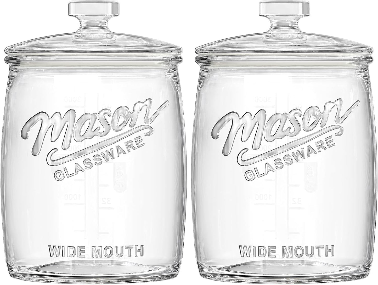 2 Pack Cookie Jar, 1 Gallon Glass Jar with Airtight Lids - Large Wide Mouth Mason Jar for Kitchen Pantry& Laundry Room, Glass Apothecary Canisters Sets for Candy, Flour, Rice, Coffee, Display