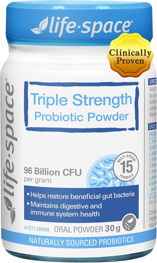 Life-Space Triple Strength Broad Spectrum Probiotic, 96 Billion CFU & 15 Diverse Strains, Advanced Formulated for Digestive Health & Immune Health, Probiotics for Women & Men - 30 Veg Capsules