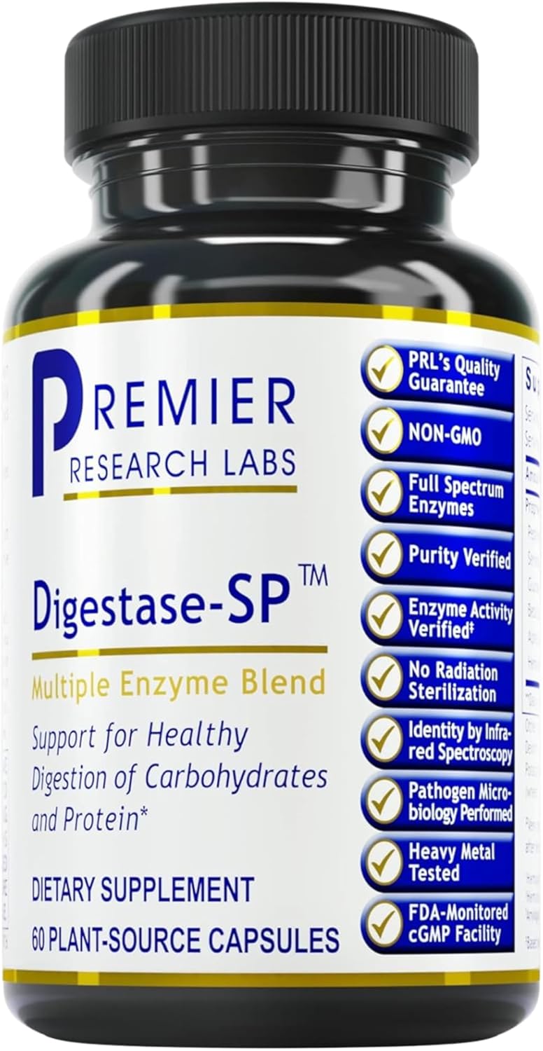 Premier Research Labs Digestase-SP - Enzymes for Digestion, Fermented Digestive Enzymes for Women & Men, Gut Health Support Pills with Peptidase, Hemicellulase - 60 Vegetarian Capsules