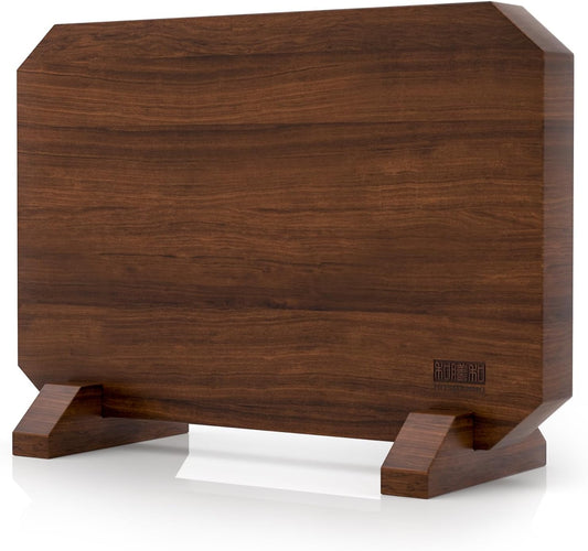 HOSHANHO Magnetic Knife Block, Thickened Acacia Wood Kitchen Knife Holder Stand with Strong Magnets, Multifunctional Double Side Knife Storage Organizer for Kitchen Counter