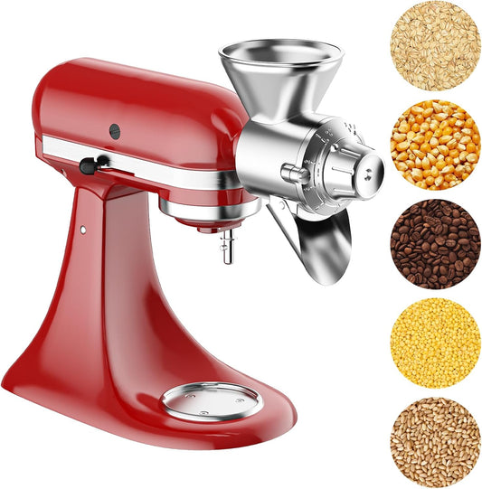 Grain Mill Attachment for Kitchenaid Stand Mixer, Flour Mill for Kitchenaid, Fit for Non-Oily Dry Grain Corn, Coffee Bean, Buckwheat, Oats, Millet, Wheat, Flour Mill Attachment by Cofun