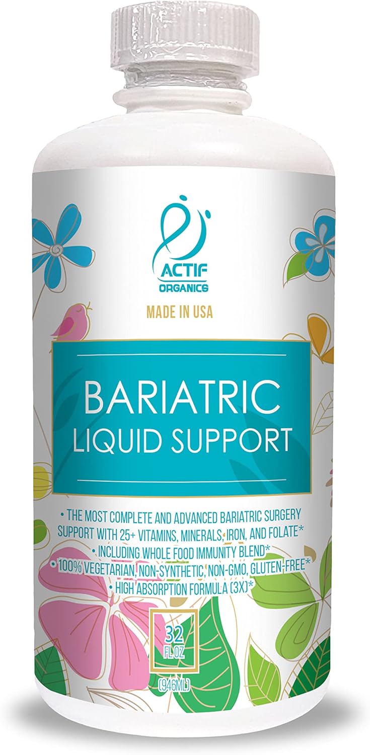 ACTIF Organic Bariatric Liquid Multivitamin with 25+ Organic Vitamins and Minerals for Bariatric Surgery, Advanced Formula - 90 count Pack of