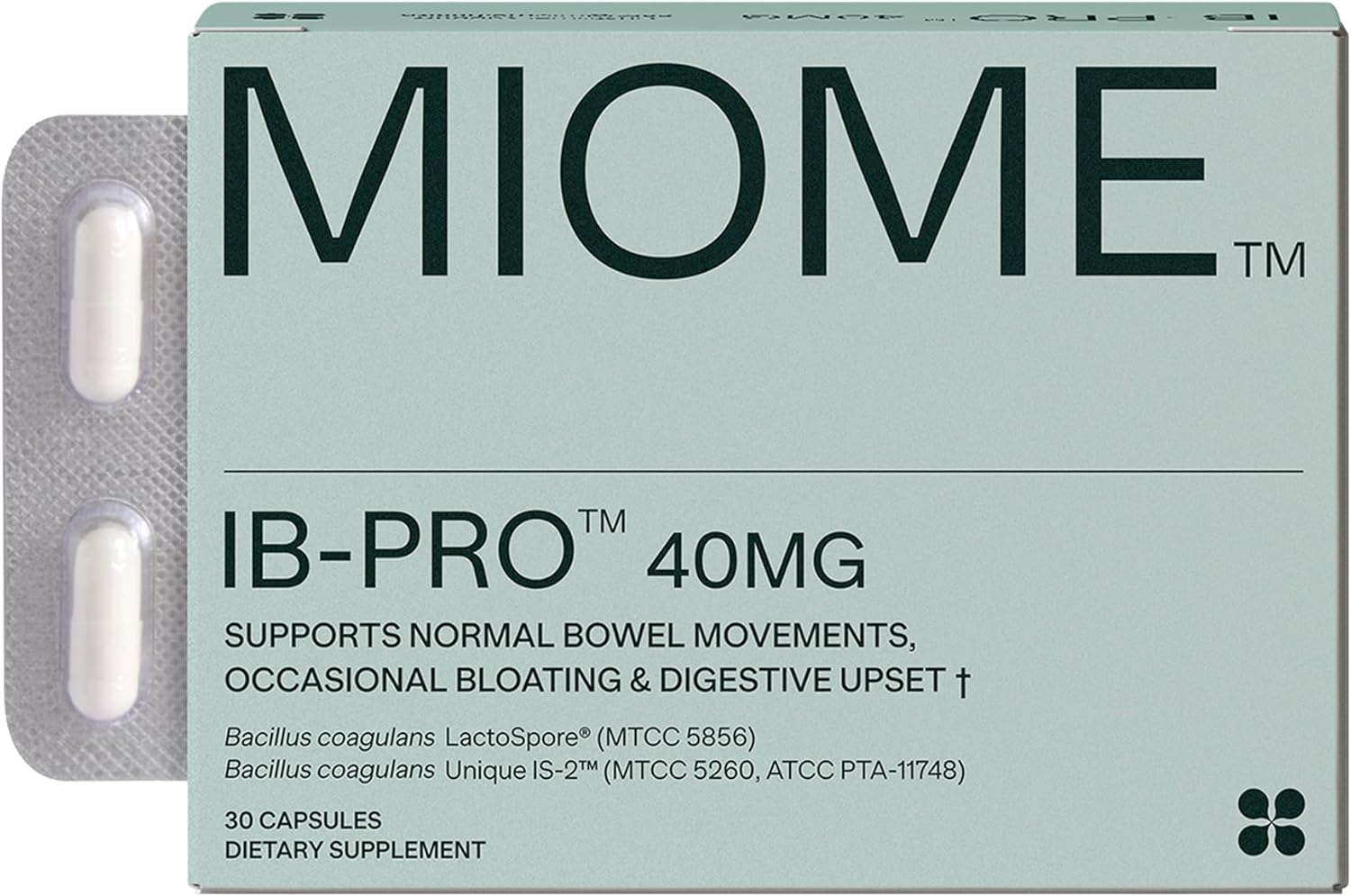 IB-PRO Bacillus Coagulans Probiotic - 2-1 Lactospore & Unique is-2 for Occasional Constipation, Bloating & Digestive Upset - 3rd Party Verified - 30 Capsules