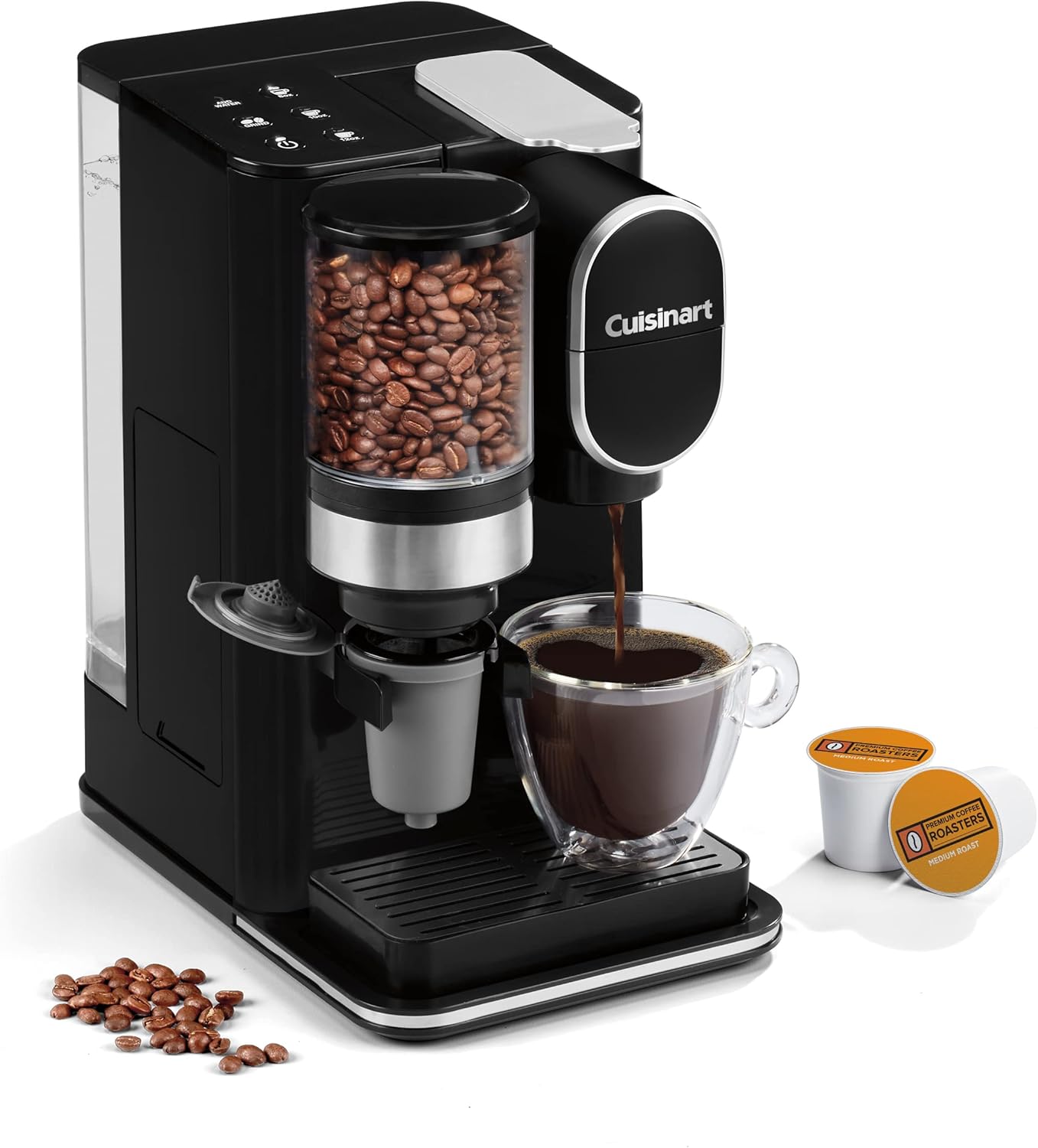 Cuisinart Single-Serve Coffeemaker with Built-in Grinder, Three Brew Sizes, Black (DGB-2C)