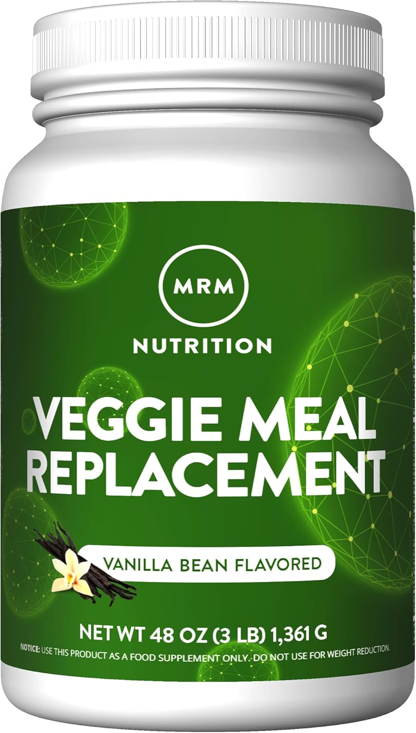 MRM Nutrition Veggie Meal Replacement Protein | Vanilla Bean Flavored | 22g complete plant based protein | Meal on-the-go | Mediate hunger | Balanced macronutrient formula | 28 servings