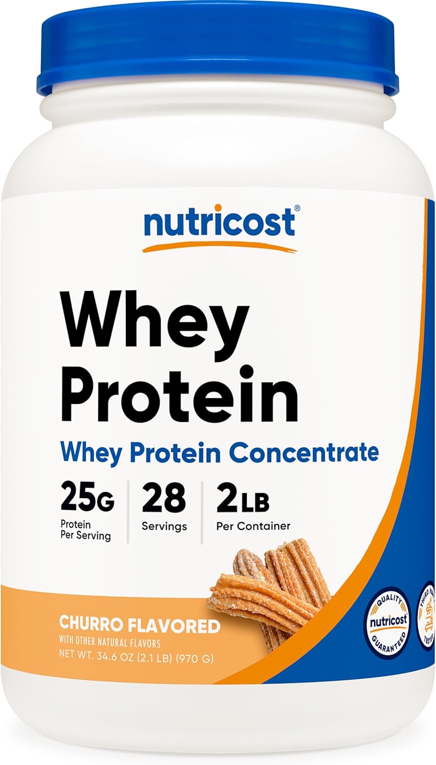 Nutricost Whey Protein Concentrate 2 LB Churro Flavored - GMO-Free, Gluten-Free