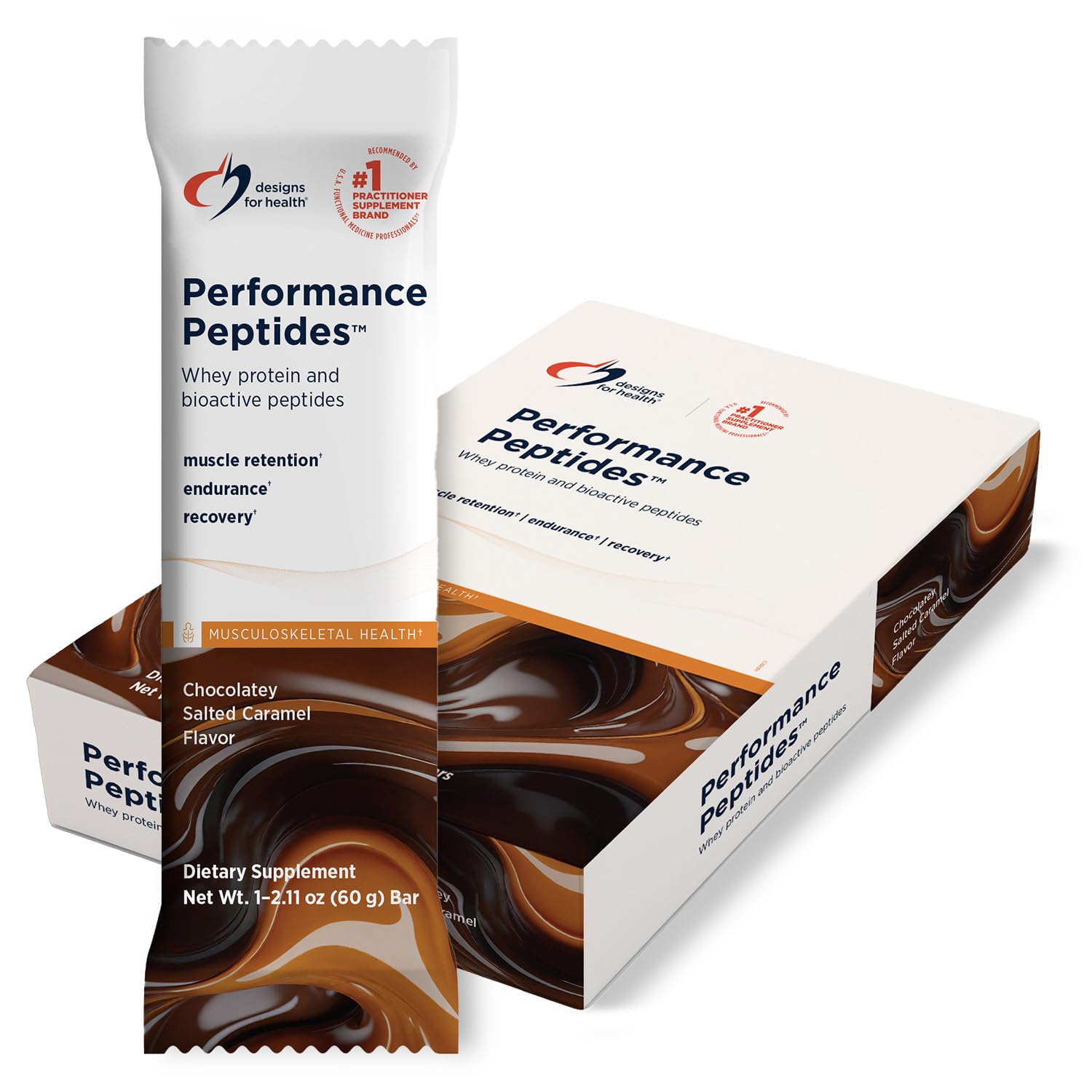 Designs for Health Performance Peptides Bar - Whey Protein Bars Promoting Aging Wellness, Muscle Recovery, Fitness Endurance, and Joint Support - 15g Protein with 8g Fiber, Gluten Free (12 Bars)