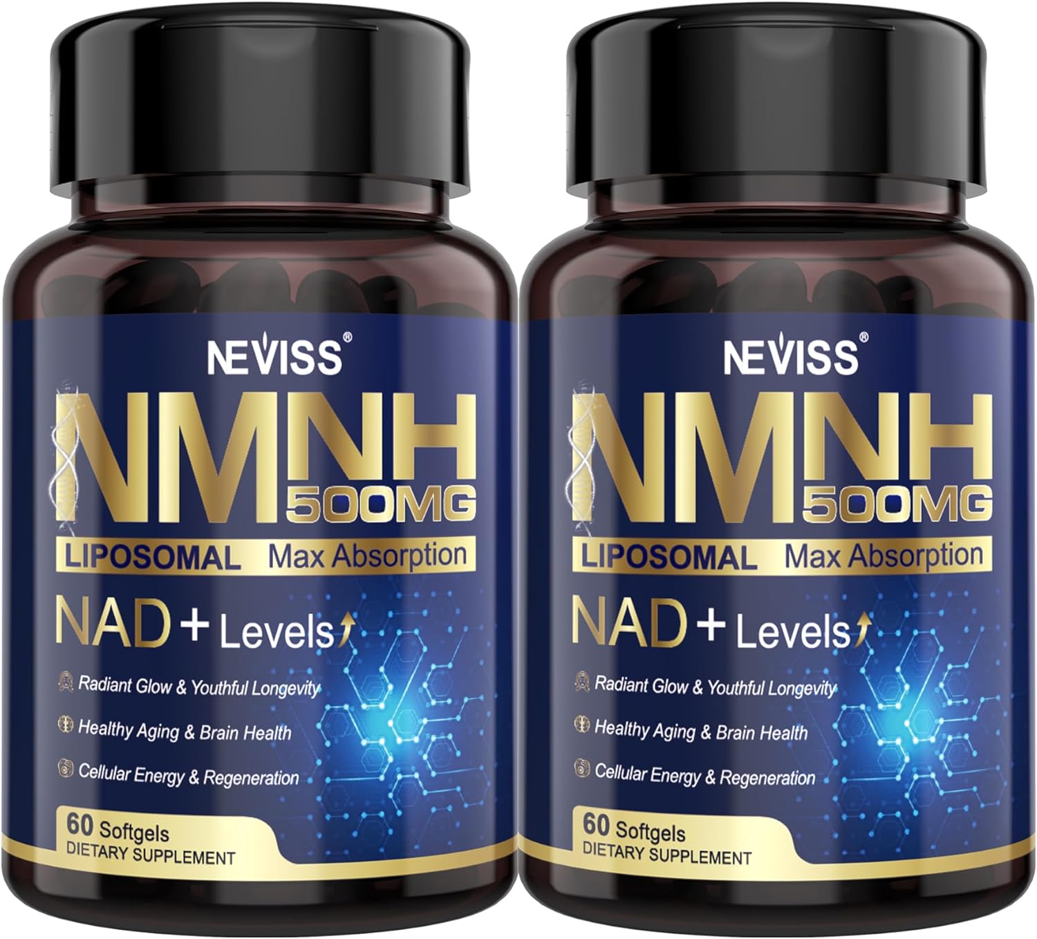 NAD+ Supplement, Next-Gen NMNH Liposomal 500mg, NR NMN Supplement Alternative, High Absorption NAD+ with Curcumin, Niacinamide for Cellular Energy, DNA Repair, Healthy Aging, 120 Softgels