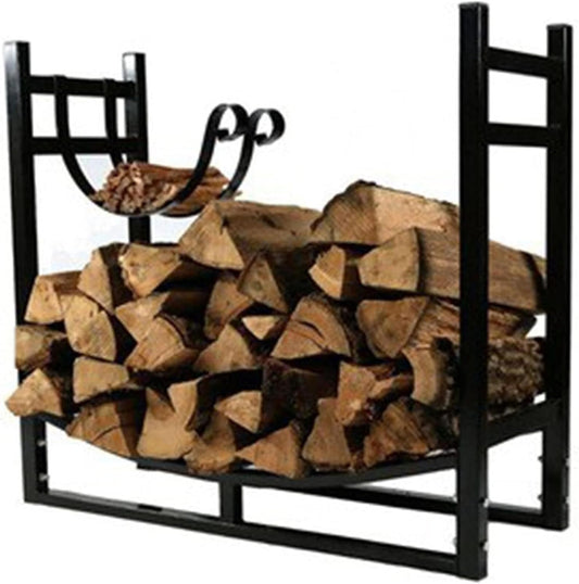 Firewood Log Holder,Outdoor Firewood Racks Outdoor Camper Large Firewood Holder Metal, Modern Black Log Store Rack Heavy Duty, Wood Stand Brackets for Farmhouse Yard Fire