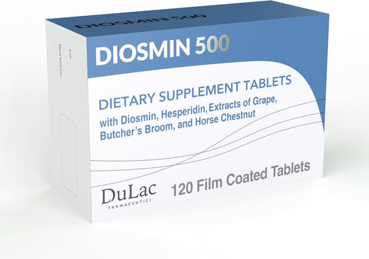 Dulàc - Diosmin 500 with Horse Chestnut, Butcher\u2019s Broom, Red Grape & Hesperidin - Dietary Supplement - 120 Tablets - Made in Italy