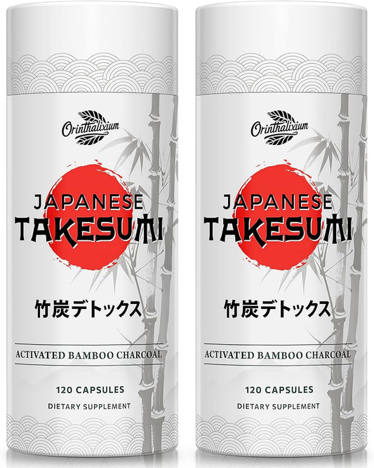 Takesumi Bamboo Charcoal 2000mg \u2013 Activated Charcoal from Bamboo for Max Absorption, Detox & Gut, 120 Vegan Capsules（2 Bottle）