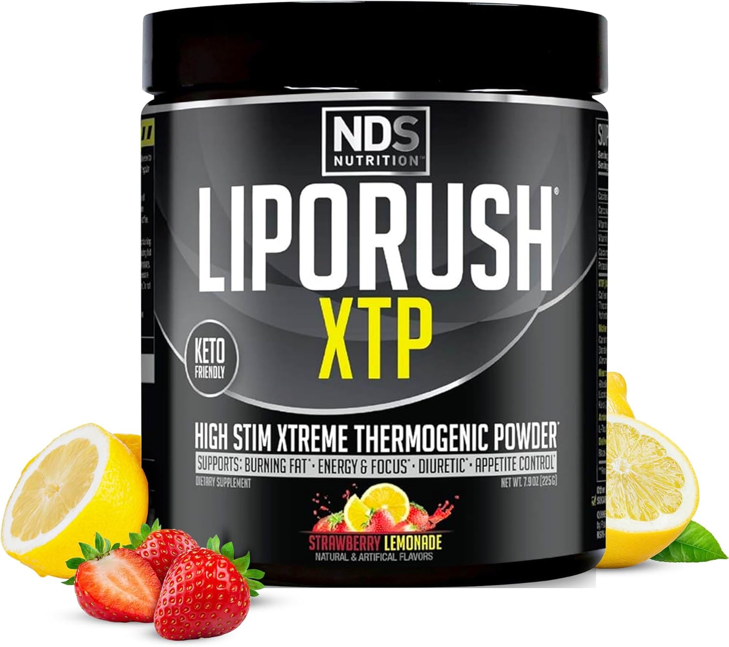 LIPORUSH NDS Nutrition XTP Thermogenic Fat Burner with L-Carnitine - Energy, Focus, and Appetite Control - Extreme Thermogenic Fat Burning Powder Weight Loss - Strawberry Lemonade (45 Servings)