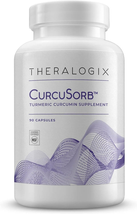 Theralogix CurcuSorb Turmeric Curcumin Supplement - 90-Day Supply - High-Absorption Turmeric Curcumin - Supports Brain, Heart, Immune & Joint Health - Aids Healthy Aging - NSF Certified - 90 Capsules
