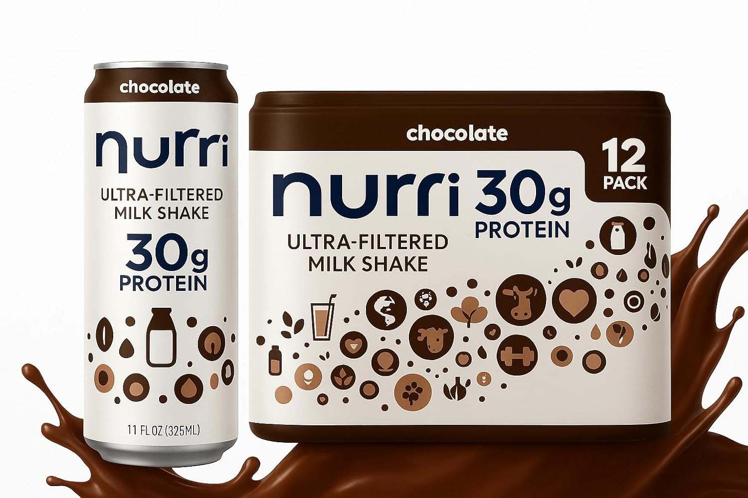 Nurri 30g Protein Chocolate Shake, 11 Fluid Ounce (Pack of 12)