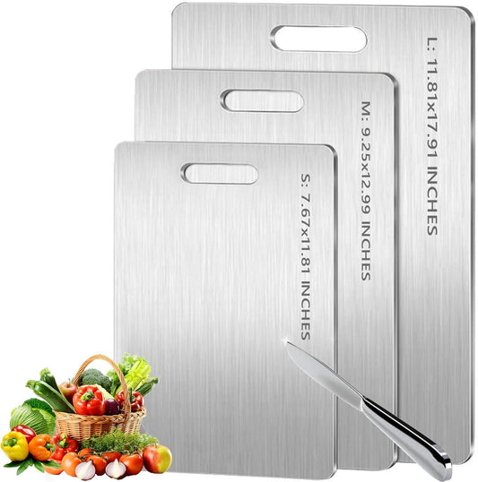 DEFEK 3 pack Titanium Cutting Boards for Kitchen -Titanium Cutting Board Double Sided Titanium Cutting Mat,Non Stick Chopping Board