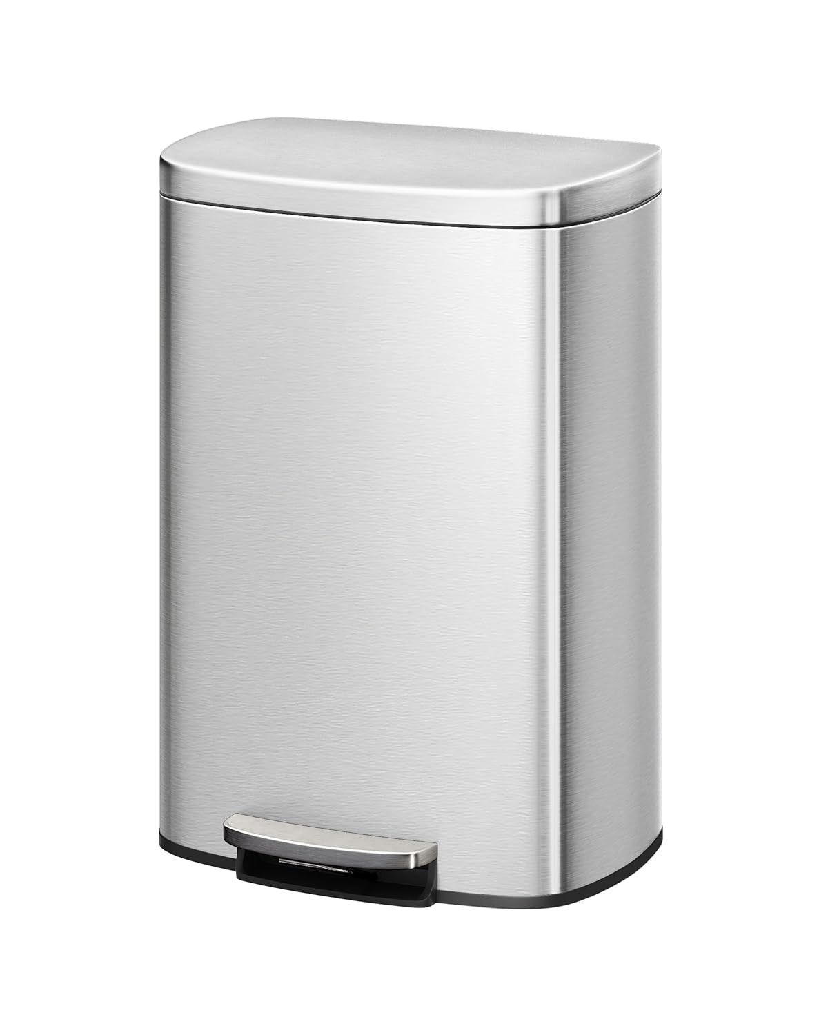 Garvee 13 Gallon \/ 50 Liter Stainless Steel Kitchen Trash Can with Lid, Large Rustproof Garbage Can for Kitchen, Step-on Metal Trash Bin with Inner Bucket, Rear Handle, Soft Close Lid, Silver
