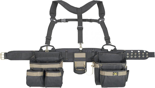 Custom Leathercraft6714 Heavy Duty Framers 5 Piece Comfort-lift Combo Tool Belt Apron, 31 Pocket,Black