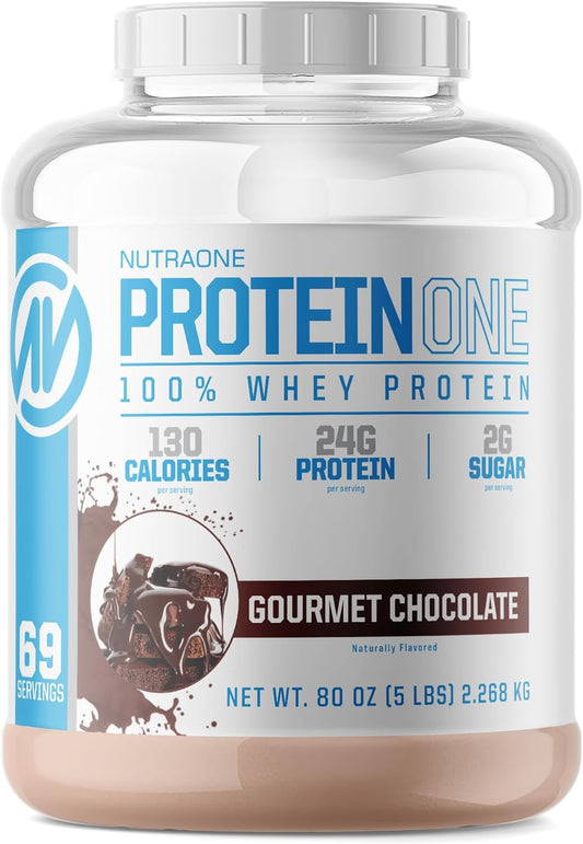 NutraOne ProteinOne Whey Protein Promote Recovery and Build Muscle with a Protein Shake Powder for Men & Women (Gourmet Chocolate - 5 lbs)