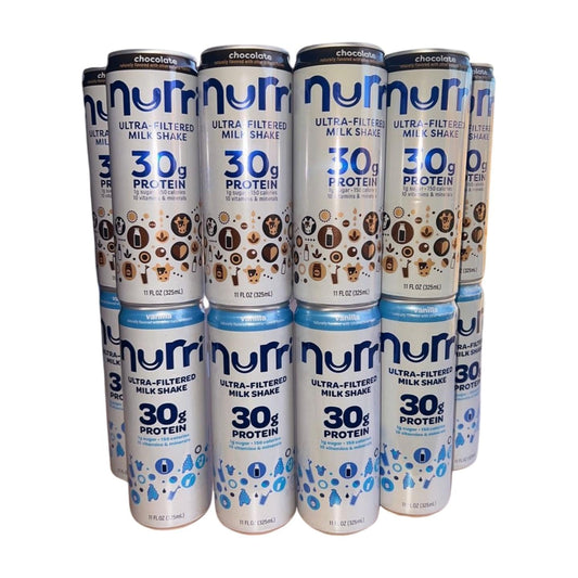 Combo-nurri 12-Pack Ultra-Filtered Chocolate and Vanilla Milk Shake. 6 each 30g Protein, 1g Sugar, 150 Calories, 10 Vitamins and Minerals Per Can | 12-11 Fl Oz Cans Per Package, Grade A Lactose-Free