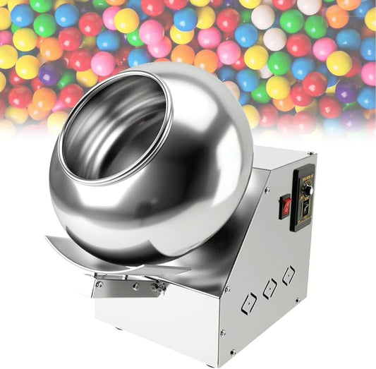 Electric Sugar Coating Machine, 2-5KG/H Professional Sugar Ball Coating and Drying Polishing Coater, Roating Speed Adjustable, for Food Industries and Pharmaceutical