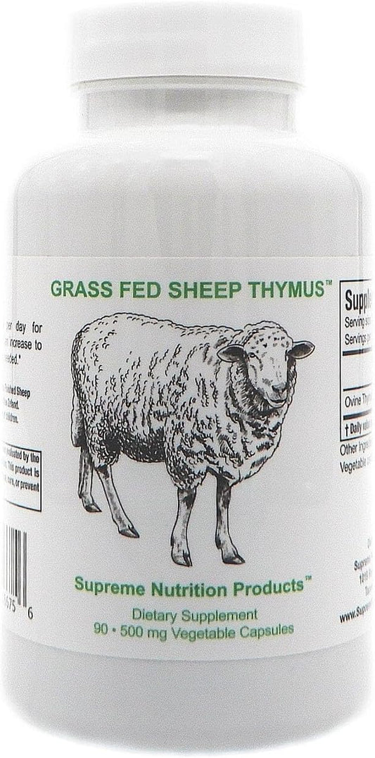 Supreme Nutrition Sheep Thymus - 100% Grass Fed and Finished in New Zealand, 90 Capsules of Pure Ovine Thymus