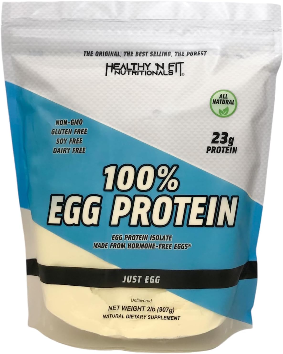 Healthy 'N Fit - 100% Egg Protein (unflavored & unsweetened) Natural, 2 lb Bag, Just Egg Instant Dried Egg Whites: Great for Baking and Mixing.