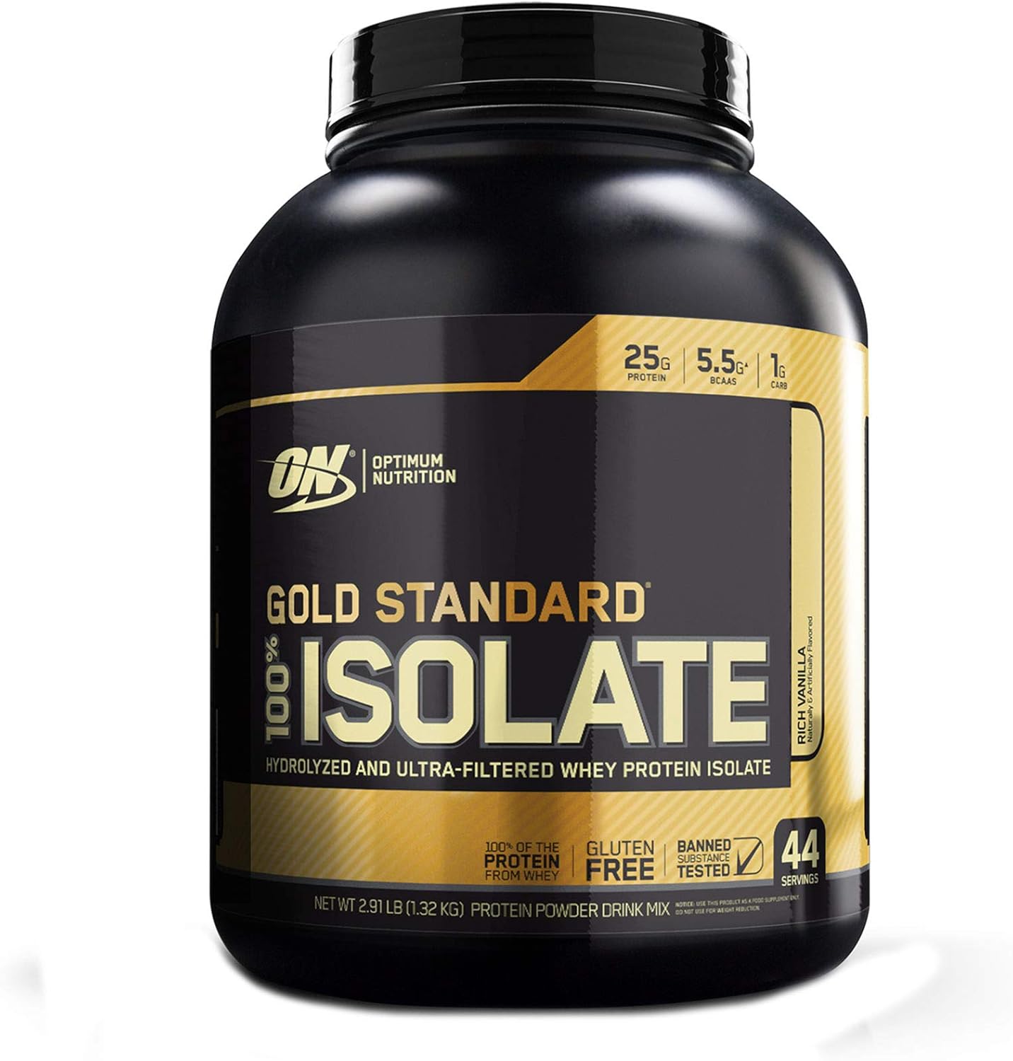 Optimum Nutrition Gold Standard 100% Isolate 3 LB TUB 2019 44 Servings New HYDROLYZED and Ultra Filtered Premium Isolate Protein (Vanilla)