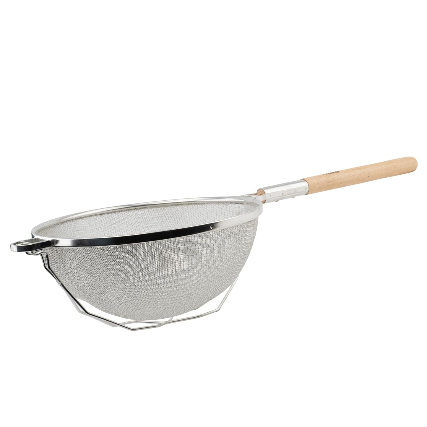 Winco Strainer, 14-Inch Diameter, Reinforced Double Mesh, Medium, Nickel, Tan