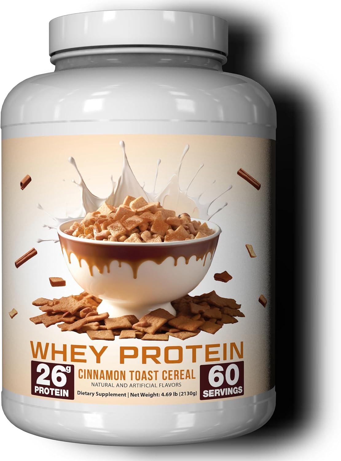 Protein Powder, Cinnamon Toast Cereal, 25 G Whey Protein per Scoop, Low Lactose, High Protein for Men & Women With Active Lifestyles, Perfect for Shakes, Smoothies, and Recipes, 60 Servings