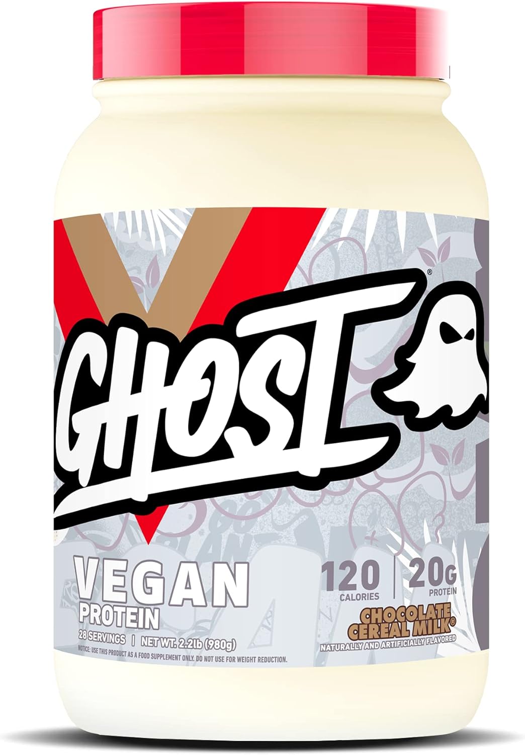 GHOST Vegan Protein Powder, Chocolate Cereal Milk - 2lb, 20g of Protein - Plant-Based Pea & Organic Pumpkin Protein - ­Post Workout & Nutrition Shakes, Smoothies, & Baking - Soy & Gluten-Free