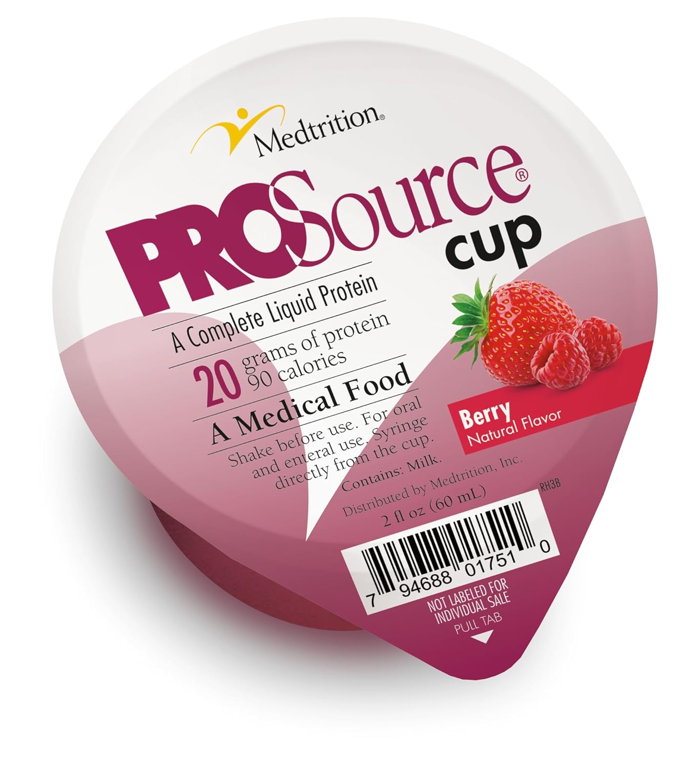 Medtrition ProSource Cup, 20g Complete Liquid Protein in 2 oz Ready-to-Drink Cup, Berry Flavor, Clear Liquid Diet, Oral or Syringe Use, Supports Wound Healing, Dysphagia & Post-Surgery Recovery