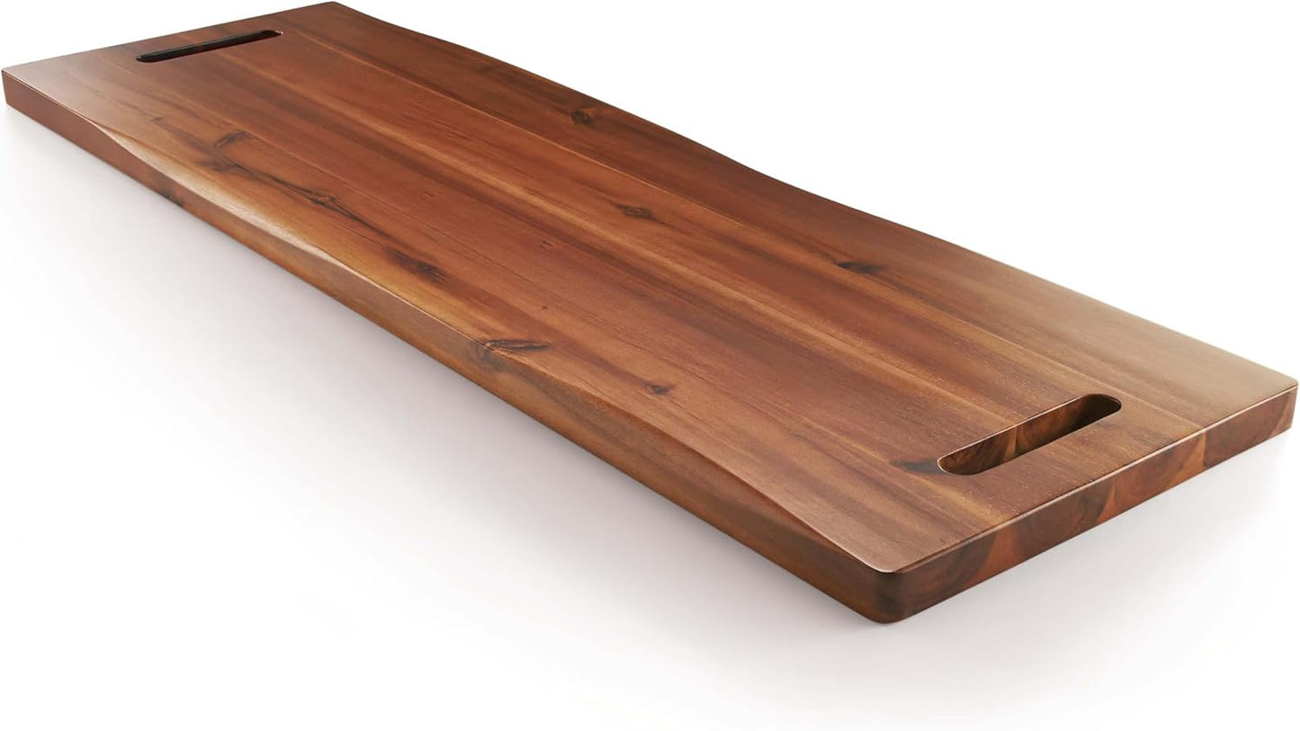 TIDITA 36" Large Acacia Wood Charcuterie Board with Handles - Extra Long Wooden Serving Cheese Boards - Rectangular Serving Platter for Meat Steak, Cracker Appetizers, Fruit Decorative Display Party