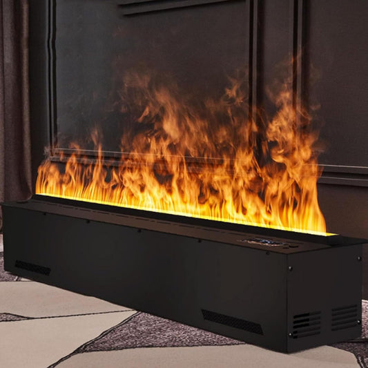 Decorative Electric Water Vapor Fireplace with Water Vapor Humidifier and 3D Atomized Flame, 3mm Ultra-Thin Panel, No Heater,Great Decoration for Home, Office, and Hotel,800mm