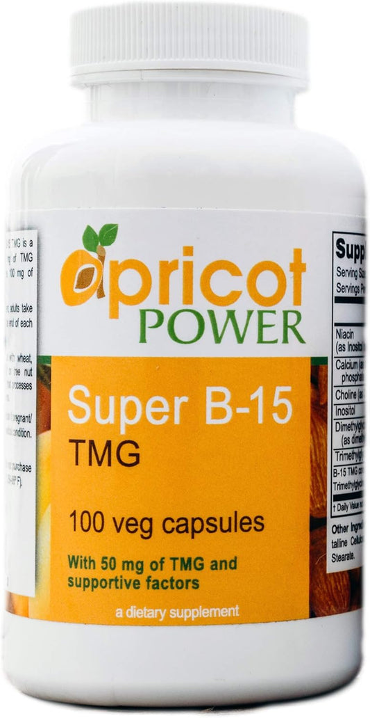 Apricot Power Super B-15 Non Toxic Pangamic Acid - Health Oxygen Levels & Energy - 100 Veg Caps