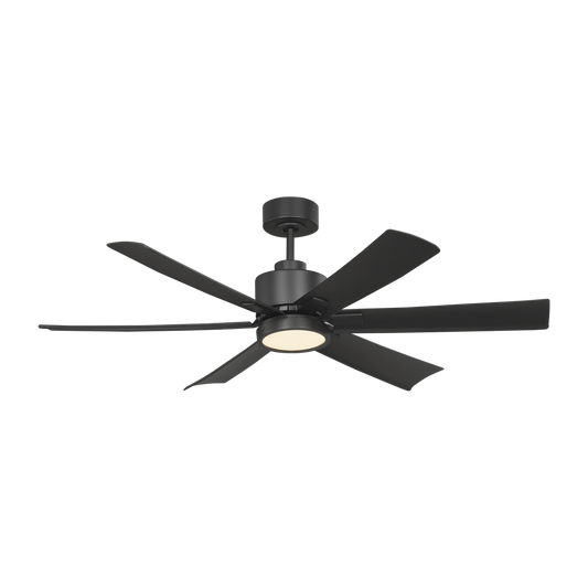 Generation Lighting Flera Smart 52 LED 52-in Integrated LED Midnight Black with Midnight Black ABS Blades Ceiling Fan With Light 6 -Blade )